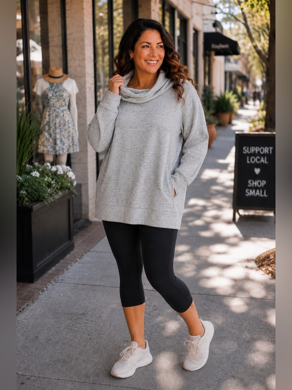 Lou & Grey Heather Gray Speckled Hooded Pullover